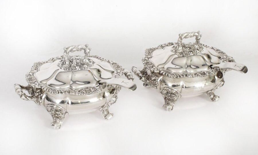 Antique Pair Old Sheffield Oval Lidded Sauce Tureens  C1820 19th Century | Ref. no. A3868 | Regent Antiques