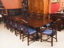 Vintage 10ft Dining Table by William Tillman & Set 12 dining chairs 20th C