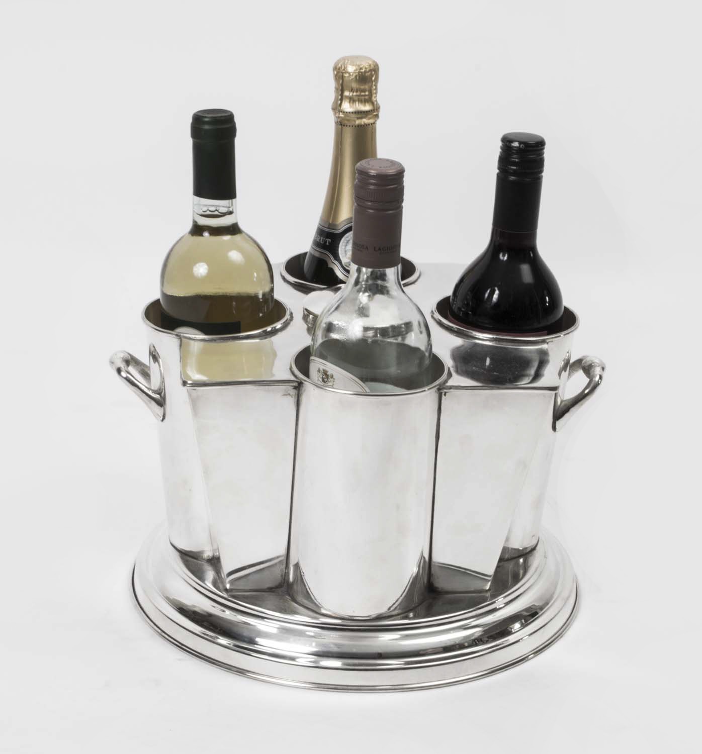 01146 Silver Plated Art Deco 4 Bottle Wine Cooler Ice Bucket 1 1 Regent Antiques