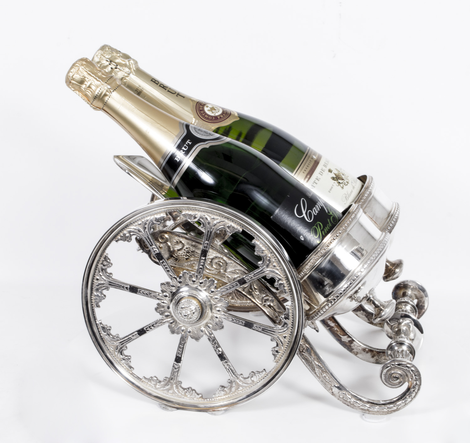 Rare Italian Silver Champagne Bottle Holder circa 1895