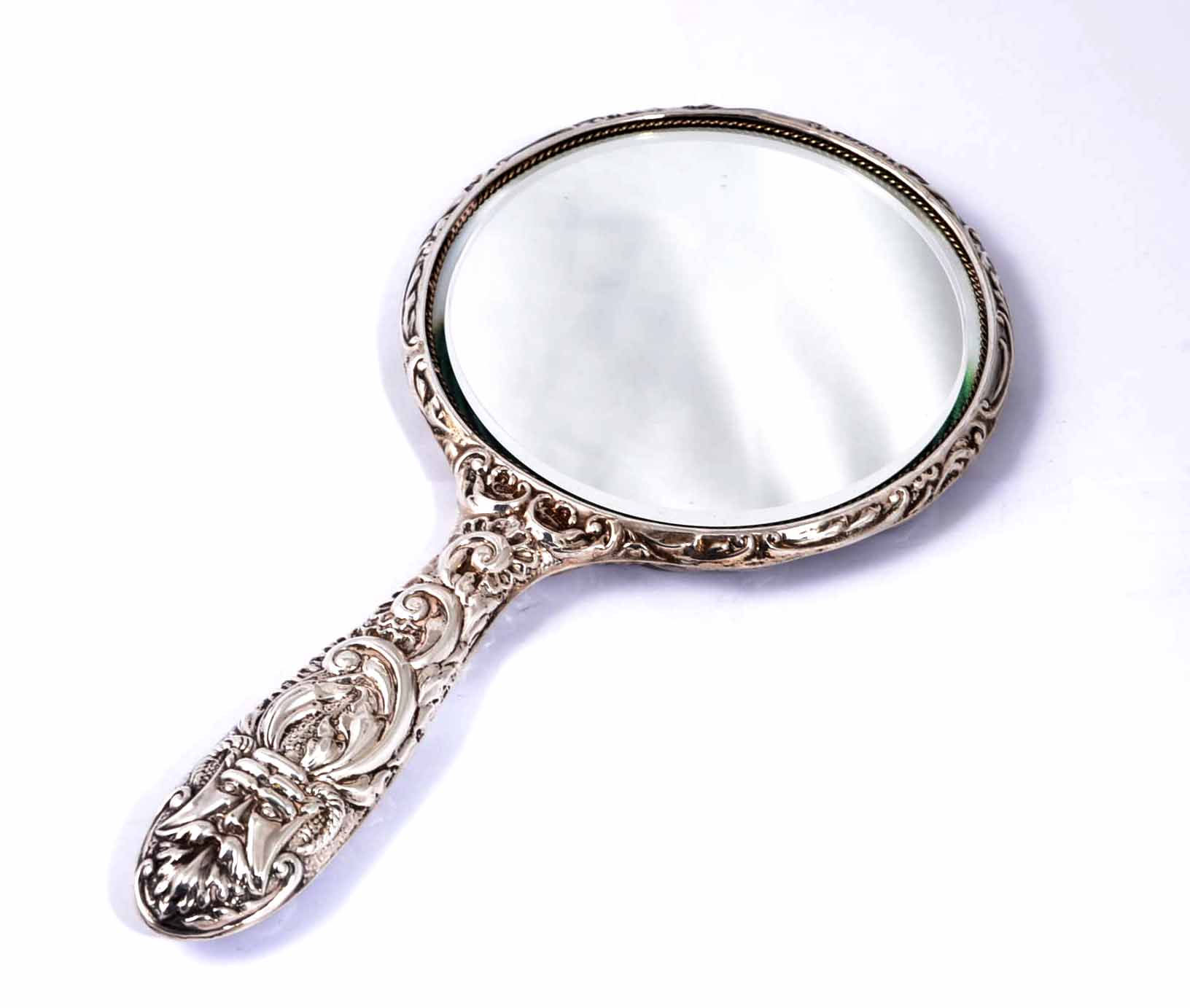 antique silver hand mirror