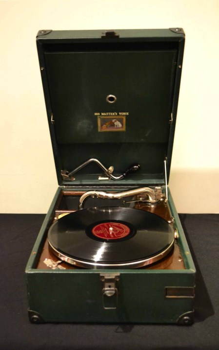 his master's voice portable gramophone