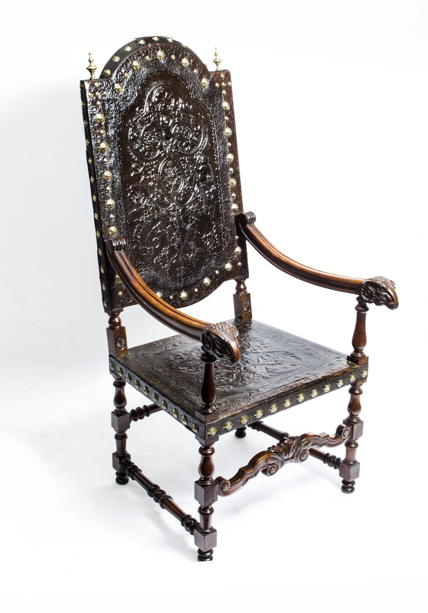 Antique French Walnut Armchair Throne Chair C1860