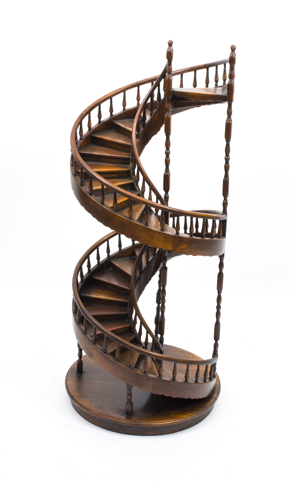 Vintage mahogany architectural model spiral staircase