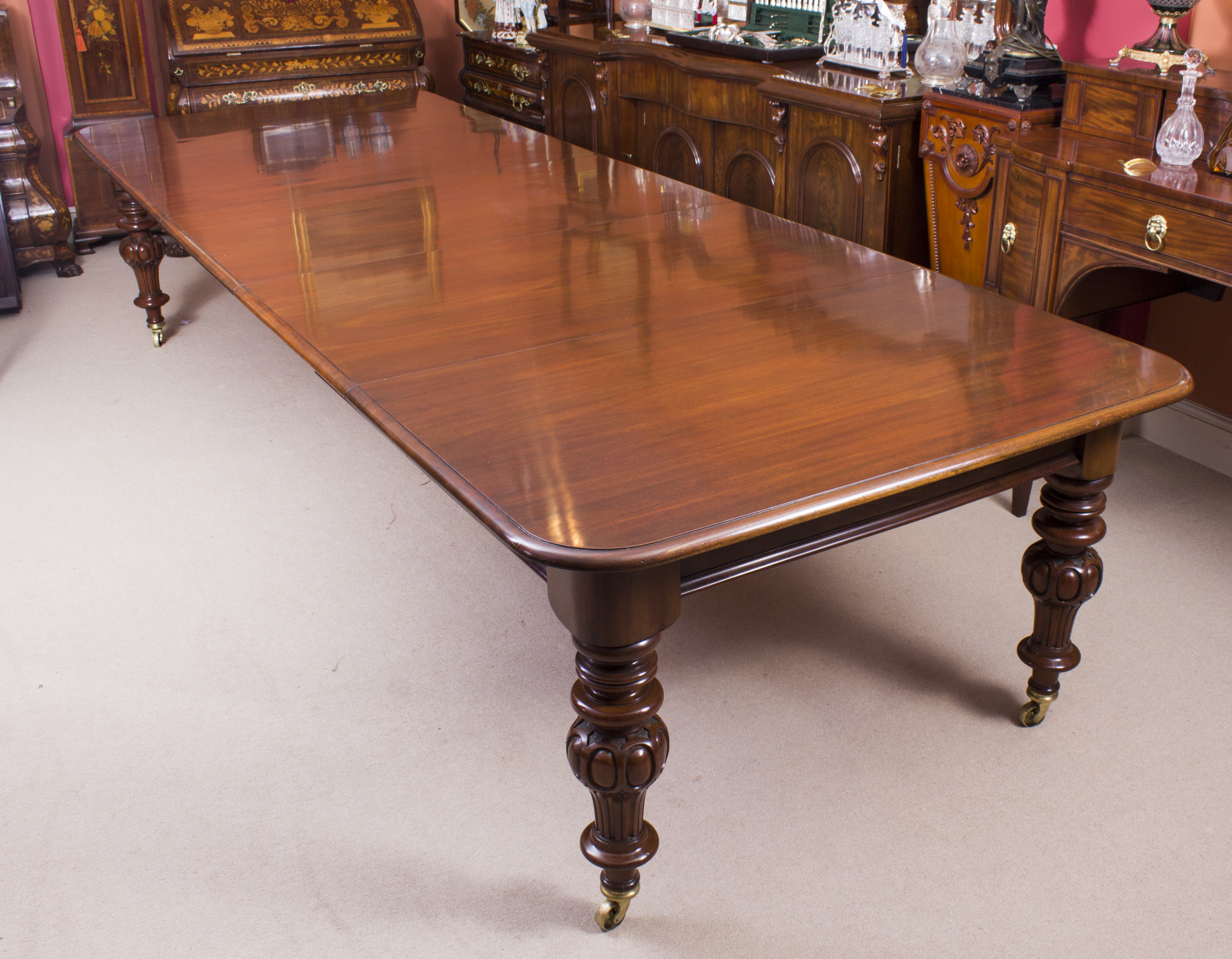 08328 Antique Victorian 12 Ft Flame Mahogany Extending Dining Table C1860 1 