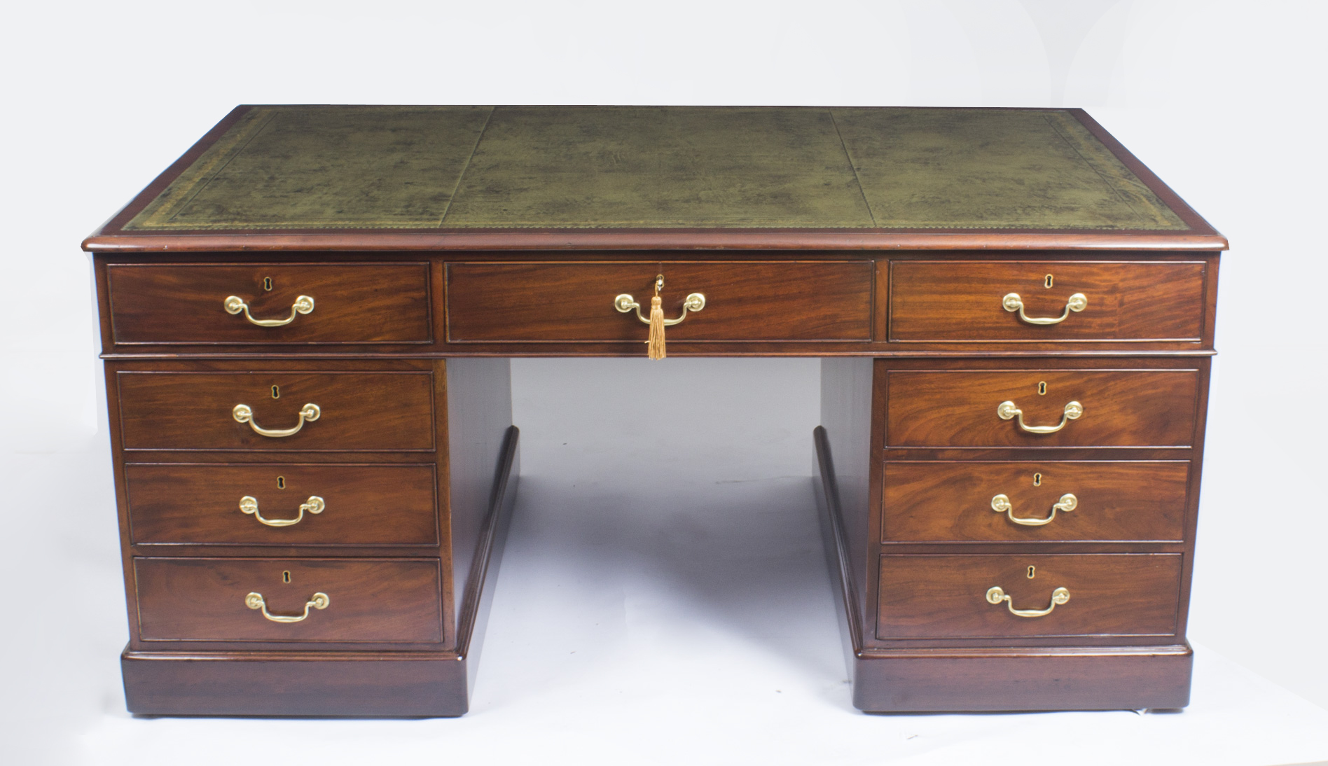 white desk with walnut top