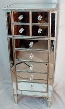 ART DECO Mirrored Tall Chest Drawers Silver Show Wood | Ref. no. 00601 | Regent Antiques