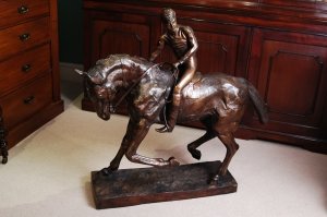 Striking Horse and Jockey Bronze Statuette | Ref. no. 00737 | Regent Antiques