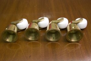 4 Brass Round Socket Castors White Porcelain Wheel | Ref. no. 01107 | Regent Antiques