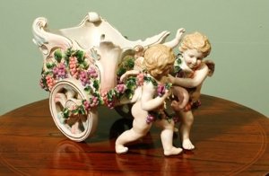 Dresden Style Porcelain Cherub Chariot Centrepiece | Ref. no. 01157 | Regent Antiques