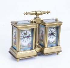 Brass Carriage Clock & Barometer Hand Painted Sevres | Ref. no. 01402 | Regent Antiques