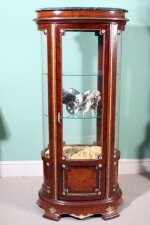 French Oval Glass Walnut Marble Top Display Cabinet | Ref. no. 01429 | Regent Antiques