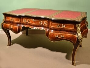 Large French Bombe Walnut Writing Table Bureau Plat | Ref. no. 01477b | Regent Antiques