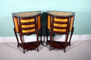 Elegant Pair French Half Moon Mahogany Bedside Cabinets | Ref. no. 01599 | Regent Antiques