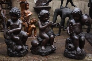 Set 3 Bronze Cherub Musicians Statues Fountains | Ref. no. 02581 | Regent Antiques