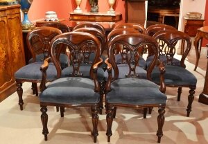 Vintage Victorian Set of 10 Fiddleback Dining Chairs | Ref. no. 02951 | Regent Antiques