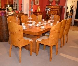 Antique Art Deco Birdseye Maple Dining Table & 8 Chairs | Ref. no. 03622a | Regent Antiques