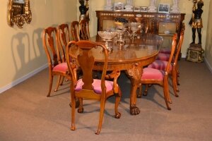 Antique Oval Burr Walnut Dining Table & 10 Chairs C1920 | Ref. no. 03627a | Regent Antiques