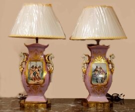 Antique Pair of  Paris Porcelain Lamps C1850 | Ref. no. 03711 | Regent Antiques