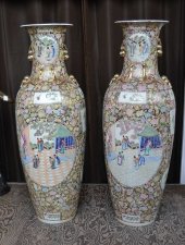 Huge  Pair of Hand Enamelled Chinese Vases  5ft 2inches | Ref. no. 03732 | Regent Antiques