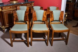 Antique Art Deco Burr Walnut Dining Chairs - Set of 6 | Ref. no. 03979 | Regent Antiques