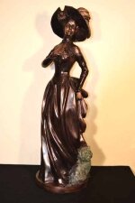 Large Stunning Bronze Sculpture Victorian Lady with Dog | Ref. no. 04291 | Regent Antiques