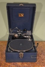 Vintage Portable HMV Gramophone Mod 102 Blue | Ref. no. 05030 | Regent Antiques