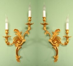 Vintage Pair Rococo Gilded Bronze Wall Lights | Ref. no. 05703 | Regent Antiques