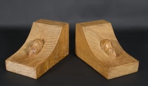 Vintage Pair Oak Bookends Mouseman Thompson of Kilburn | Ref. no. 06187 | Regent Antiques