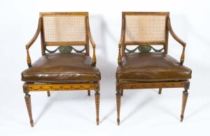 Antique Pair Sheraton Revival Satinwood Armchairs C1890 | Ref. no. 06781 | Regent Antiques