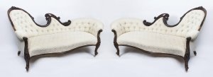 Antique Pair Victorian Mahogany Sofa Chaise Settees c.1870 | Ref. no. 06837a | Regent Antiques