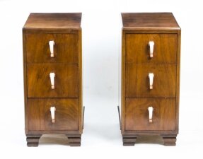 Antique Pair Art Deco Walnut Bedside Chests Cabinets 1930 | Ref. no. 06905 | Regent Antiques