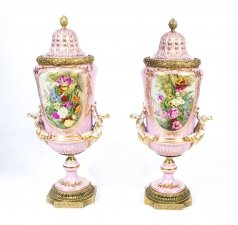 Large Pair Sevres Style Rose Pink  Porcelain Vases | Ref. no. 07348 | Regent Antiques