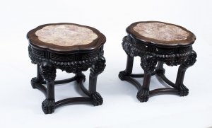 Antique Pair Large Chinese Hardwood Pedestals Stands c.1880 | Ref. no. 07373 | Regent Antiques