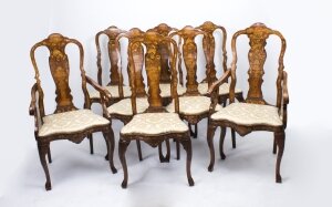 Antique Set 8 Dutch Marquetry Walnut Dining Chairs 18th C | Ref. no. 07503 | Regent Antiques