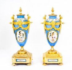 Antique Pair Sevres Porcelain Urns Bleu Celeste c.1870 | Ref. no. 07865 | Regent Antiques