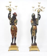 Antique Pair of Carved Wood Venetian Blackamoor Candelabras 19th C | Ref. no. 09038 | Regent Antiques