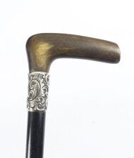 Antique Victorian Horn Handled Walking Cane Stick Silver Handle  19thC | Ref. no. 09042a | Regent Antiques