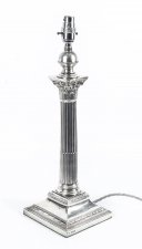 Antique Edwardian Sterling  Silver Corinthian Column Table Lamp 1908 | Ref. no. 09142 | Regent Antiques