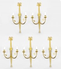 Antique Set of 5 Large French Louis XVI Style Ormolu Wall Lights  Late 19th C | Ref. no. 09152 | Regent Antiques