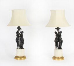 Antique Pair French Bronze  Bacchantes Marble Table Lamps Circa  19th Century | Ref. no. A1846 | Regent Antiques