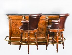 Vintage Burr Walnut Cocktail Drinks Bar Dry Bar Cabinet & Pair Stools 20th C | Ref. no. A1904a | Regent Antiques