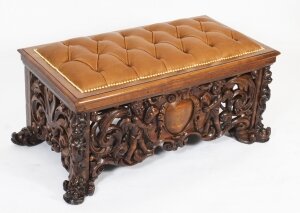 Antique Leather Stool Ottoman Coffee table Window Seat 19th C | Ref. no. A2827 | Regent Antiques