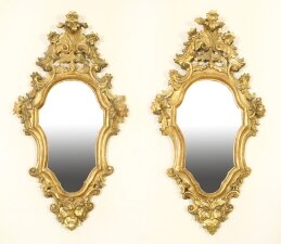 Antique Pair Florentine Rococo Giltwood Mirrors 19th Century 77x42cm | Ref. no. A3510 | Regent Antiques