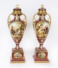 Antique Pair 2ft6"  76cm  Royal Vienna Porcelain Vases on Stands 19th C | Ref. no. A3640 | Regent Antiques