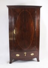 Antique English Edwardian Flame Mahogany Bowfront Wardrobe C1900 | Ref. no. A3944 | Regent Antiques