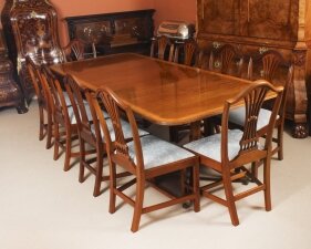 Vintage Twin Pillar Dining Table & 10 dining chairs by William Tillman 20th C | Ref. no. A4053a | Regent Antiques