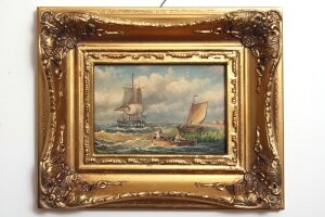 Elegant Oil Painting Sailing Ship Giltwood Frame | Ref. no. P0110 | Regent Antiques