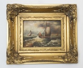 Oil Painting of Sailing Ships in Storm Giltwood Frame | Ref. no. P0489 | Regent Antiques