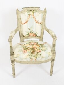 Set of 4 Antique French Louis XVI Painted Chairs